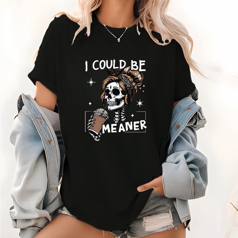 Female Loose-Fitting Sporty Chic Long-Sleeve Crew Neck Tshirt - Seamless Design, Fading-Free Digital Skeleton Print, Soft Fabric, Casual Streetwear Look, Fast Custom Orders, Sport Lover Lifestyle