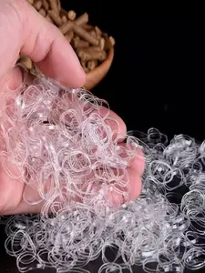 1000pcs / Durable transparent small silicone hair ties, elastic particle disposable particle silicone rubber bands, high elastic binding 06 rubber bands, Fashionable Hair Accessories