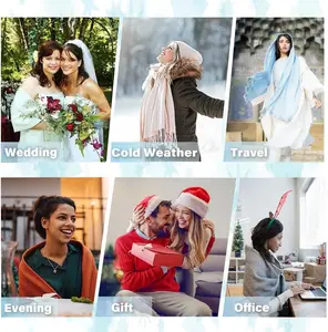 Womens black Pashmina Shawls Scarf and Wraps for Evening Dress Wedding Bridesmaid Gift TwoYek