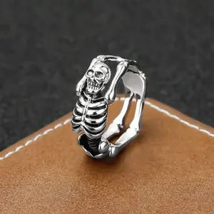 Reverse Skull Skeleton Ring for Women, Punk Style,