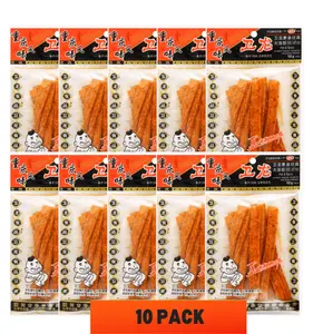 Weilong Nostalgic Large Gluten Sticks (Spicy Strips), 102g*10 packs,A popular spicy snack that has been a favorite for decades—the taste of childhood! Made with whole wheat flour for a chewy, satisfying texture. Moderately spicy with a hint of sweetness.
