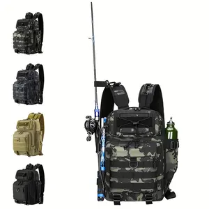 Large Storage Bag With Rod Holder Organize Your Fishing Tackle Outdoor Multi-Functional Fishing Backpack Fishing Tackle Box Bag Single Shoulder