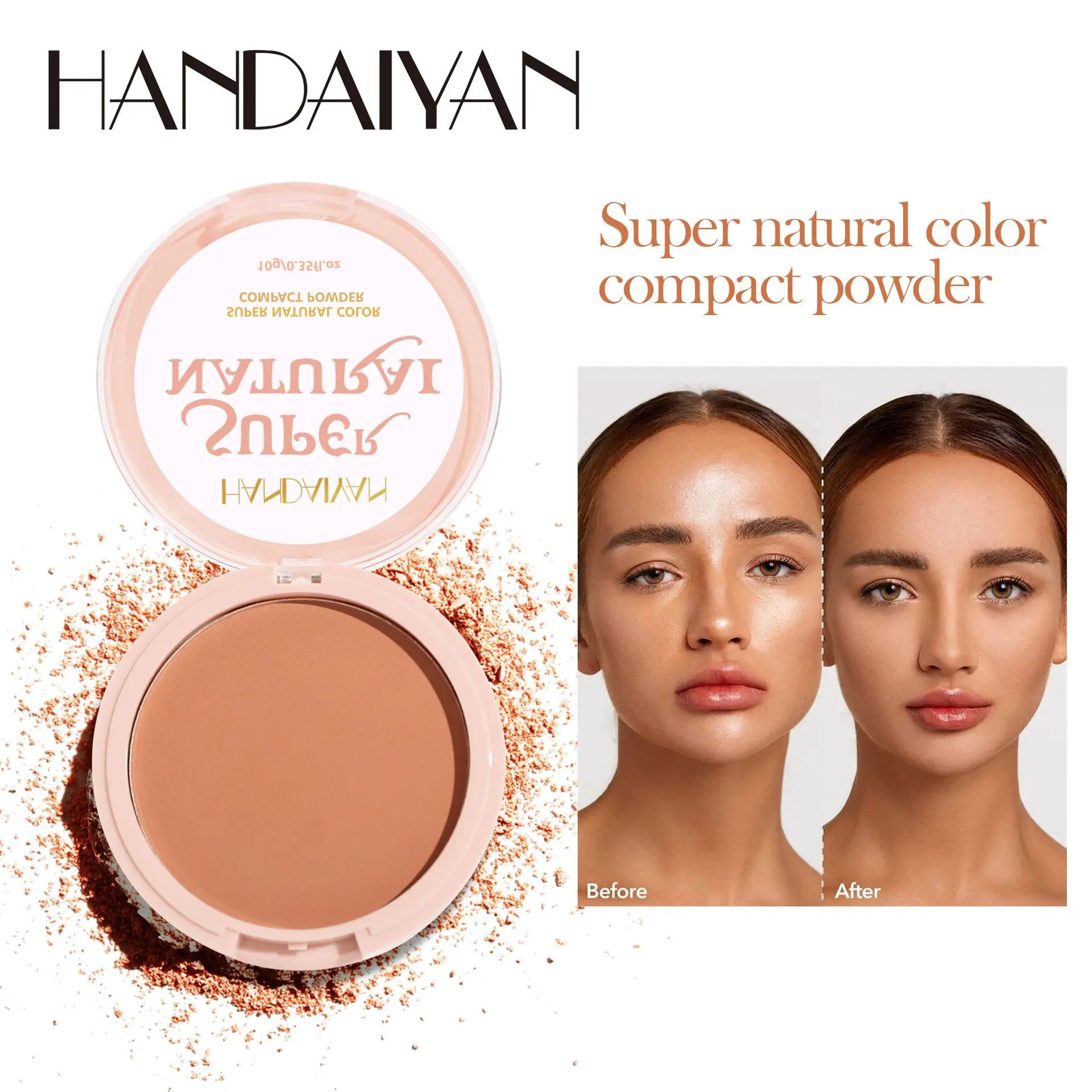 Handaiyan Natural Finish Pressed Compact Powder Palette, Long-Lasting Multi-Colored Makeup Base, Ideal for Daily Use & Travel Essentials, Beauty Makeup Products