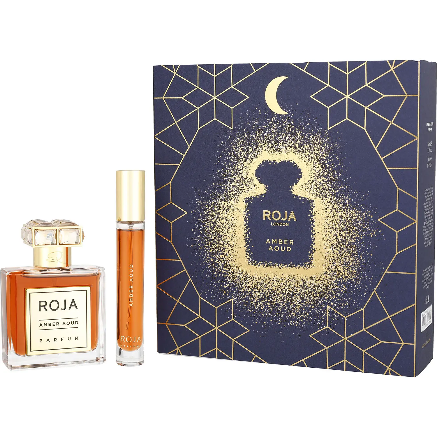 Roja Amber Aoud Set-Parfum Spray 1.7 Oz & Parfum Spray 0.34 Oz Mini For Unisex