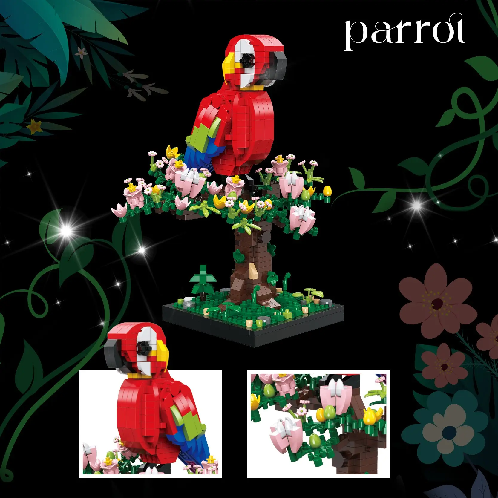 910+pcs Parrot Owl Animal Assembly Set, 3D Building Model, Multicolor Bricks, Abs Material, Creative Decoration, Adult Stress Relief Toy, Building Blocks, DIY Assembly Kit