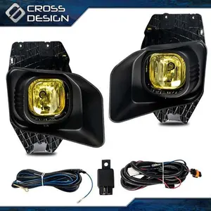 CROSSDESIGN FOG LIGHT LAMP W/BEZEL FIT FOR 11-16 FORD F250 F350 F450 F550 SUPER DUTY YELLOW