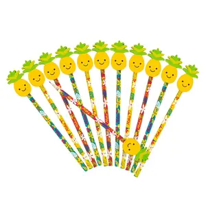 Luau Tropical Pencils with Pineapple Eraser Toppers - 12 Pc.