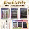 3 Styles Lash Clusters Kit,1 Set Mixed Length Individval  Extension Kit Wispy Eyelash Extensions Kit,Self Grafting  Remover DIY Eyelash Glue, Waterproof, Latex-Fre