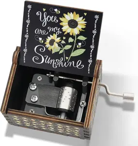 You are My Sunshine Music Box Hand Crank   Engraved Music Boxes, Musical Gifts for Wife Mother Boyfriend Girlfriend  Birthday Christmas Anniversary Valentine's Day Mothers Day