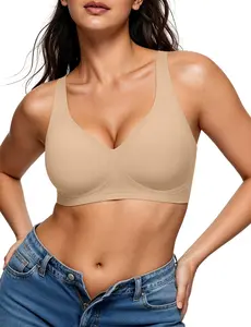 Wireless Jelly Bras for Women Plus Size Full Coverage Supportive Push Up Bra Seamless No Underwire Everyday Bras