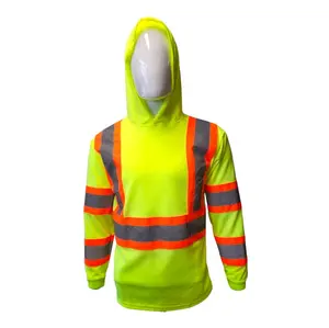 Safety Green Long Sleeve Hooded Shirt