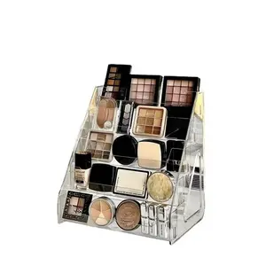Cosmetics Storage Box Desktop Transparent Step Lipstick Perfume Nail Polish Display Stand Eyeshadow Disc Shelf