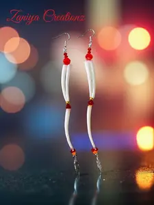 Red Feather Dentalium Earrings
