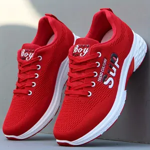 Men's Breathable Mesh Sneakers - Non-Slip Running Footwear with Letter Print for Casual & Sportswear, Lace-Up, Ideal for Spring/Summer/Fall.