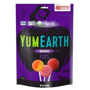 YumEarth Organic Halloween Lollipops - Allergy Friendly (Top 9 Free), No Artificial Dyes or Flavors, Non GMO, Gluten Free, Vegan, Individually Wrapped - Assorted Flavors, 8.7 oz (Pack of 40)