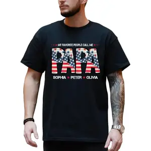 Personalized Papa Shirt,Papa Grandkids Name Shirt, Birthday Christmas Fathers Day Dad Grandpa Gift