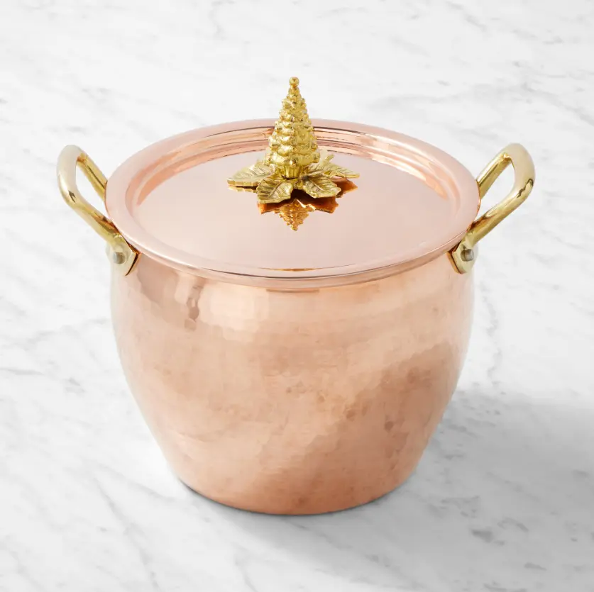 Ruffoni Historia Hammered Copper Stockpot with Tree Knob, 4.75-Qt.