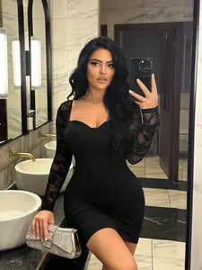 Elegant Black Mini Dress: Sweetheart Lace Bodycon - Date Night Ready