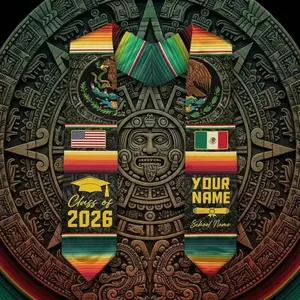 Mexican Graduation Sash Style Graduation Stole Class of 2026 Sash, Custom Graduation Gift for Student , Mixed Flag Graduation Scarf