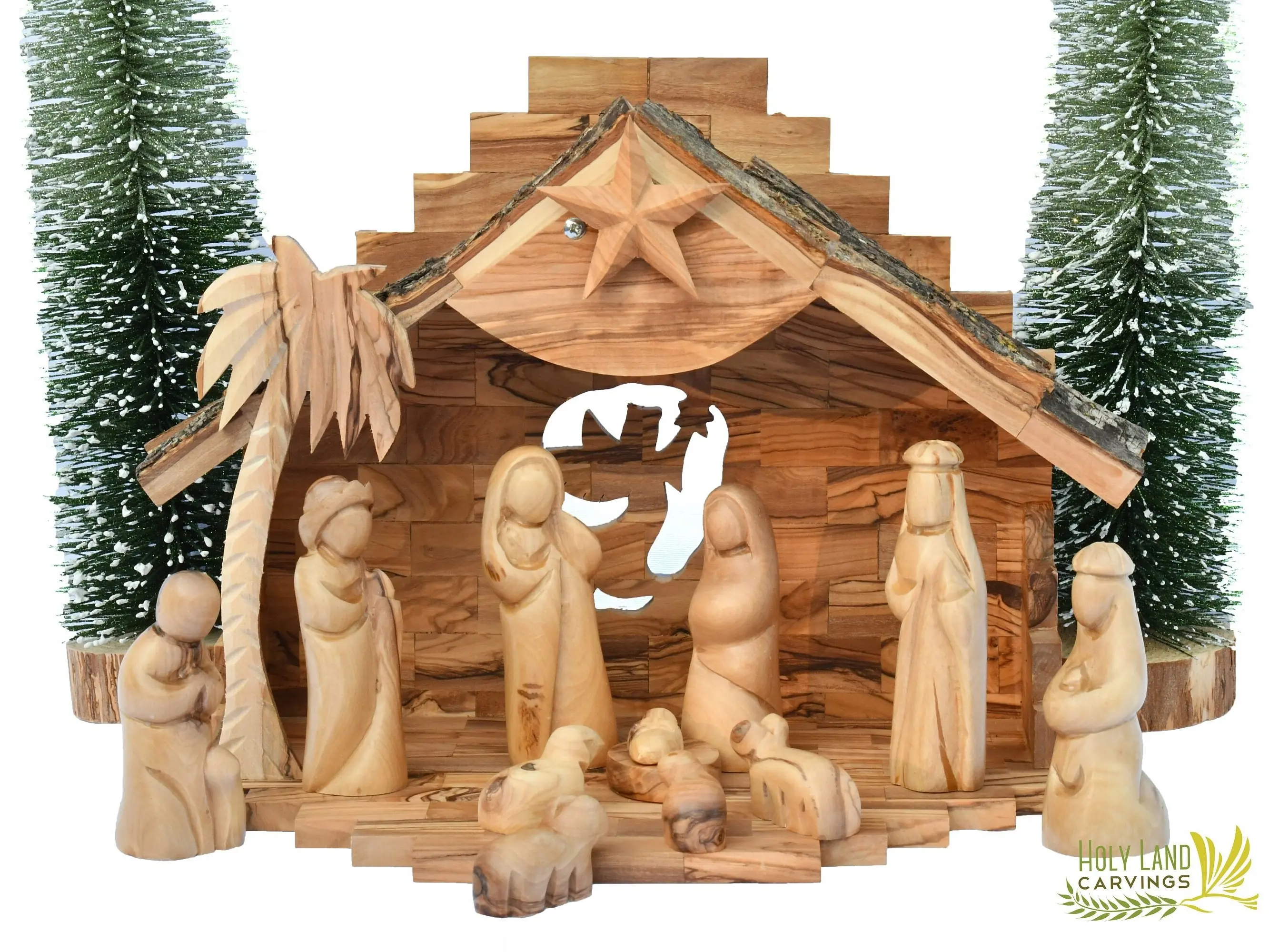 Large Nativity Set | Wooden Nativity Set for Christmas Manger Scene | Nativity Set Handmade | Olive Wood Nativity Set Christmas Décor