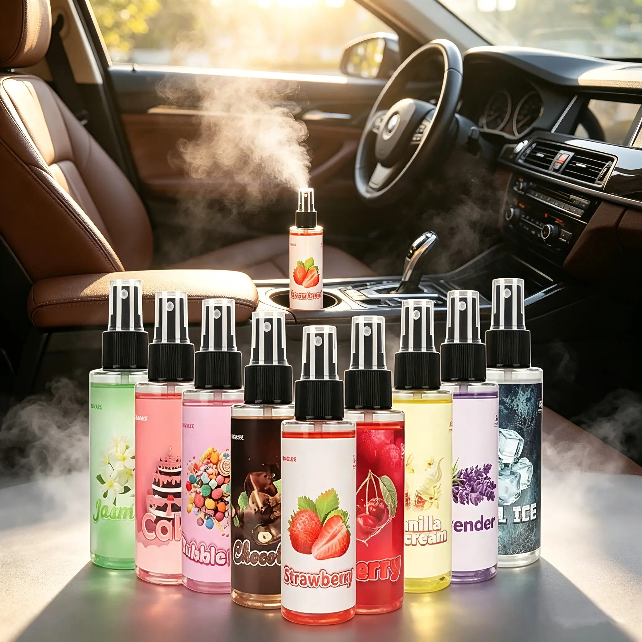 Trendy Compact Car Perfume Spray, 10 Sweet Fruity-Candy Scents, Fine Mist Long-Lasting Deodorizer, Perfect Gift for Car Owners, Multi-Scene Use
