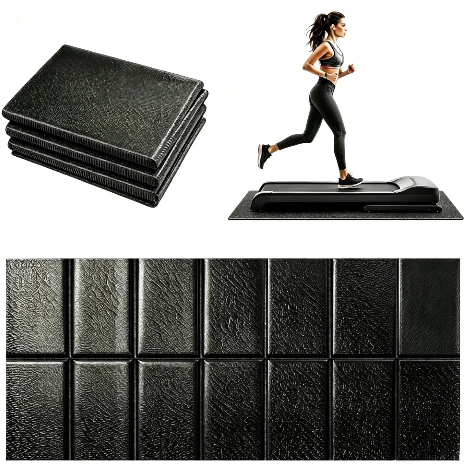 Treadmill Mat  Foldable Non-Slip Foldable Exercise Equipment Mat for Walking Pad 6mm Heavy-Duty Exercise Equipment Mat for Treadmill, Spin Bike, Elliptical Trainer, Exercise Equipment