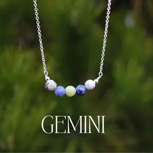 Handmade Gemini Crystal Bead Necklace | Dainty Daily Wear | Natural Tumbled Stones | Personalized Healing Crystal Astrology/Zodiac Necklace | Birthday and  Anniversary