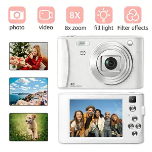Digital Camera with 8X Zoom, Vlogging Camera for Photography, Portable Small Point, Shoot Digital Cameras with 64GB TF Card And 1 Card reader, Portable Selfie Camera for Friends And Family Gifts  Cartoon Photo Mini Camera - Great Birthday Christmas Gift
