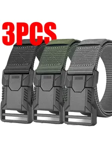 3pcs Men's Multifunctional Waist Belt, Quick-Release Buckle Design, Durable Breathable Nylon Material, Ideal for Sports and Casual Wear