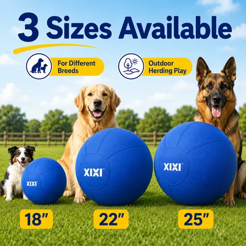 xixiPup Large Dog Exercise Ball - Durable Nylon Fabric Toy, Herding Fun & Outdoor Training Tool, All Seasons Interactive Play, 18-in/22-in/25-in Activity-Encouraging Complete Play Set