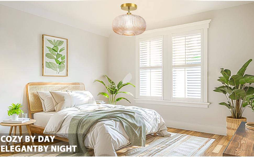 Semi Flush Mount Ceiling Light,Vintage Ceiling Light Fixture,Hallway Lighting Fixture with White Glass Shade,Globe Glass Light Fixture,Kitchen Lighting Fixtures Ceiling for Bedroom,Bathroom,Porch(NO Bulb)