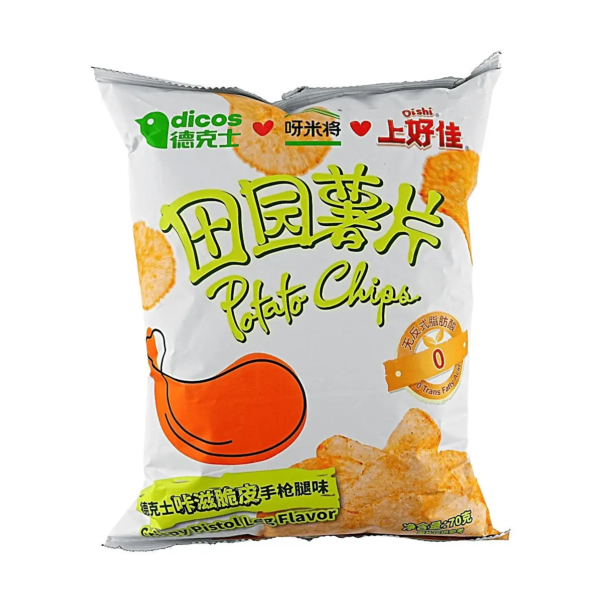 OISHI Dicos Chicken Drumstick Flavor Crispy Potato Chips 70g Zero Trans Fat Snack