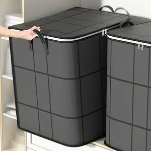 Foldable Closet Storage Box, Clothes Storage, Stackable Large Capacity Organizer, Space Saving Quilt Bag, Moving Packing Bag, Home Dual Zipper Carry Handle