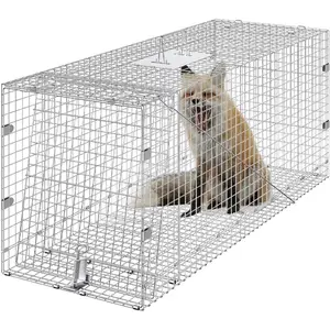 VEVOR Live Animal Cage, 24x 8x 8 Humane Cat Cage Galvanized Iron, Folding Animal Cage with HandleVEVOR Super Brand Day