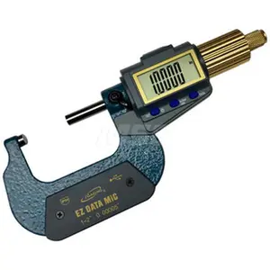 iGaging Electronic Outside Micrometer: 1 to 2", Solid Carbide Face, IP54 0.000050" Resolution, Ratchet Stop Thimble 35-054-U02