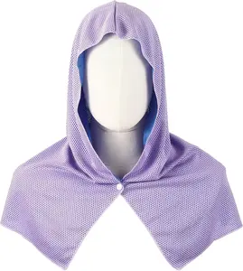 Purple Instant Cooling Hoodie Towel for Summer Heat Relief – Wearable Cooling Neck Wrap with Adjustable Snap Closure, Designed for High-Intensity Training, Hiking, Hot Commutes & Outdoor Sports