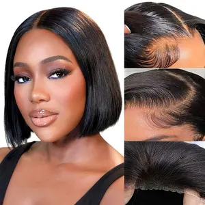 Bob Wig Human Hair 13x4 HD Lace Frontal Short Straight Bob Wigs Pre Plucked Pre Cut Wear and Go Glueless 4x4 Lace Closure Bob Wigs Human Hair Lace Front Wig