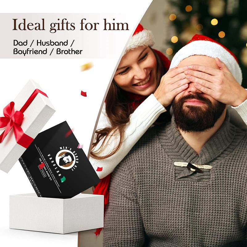 Men's Beard Kit with Growth Oil, Balm, Brush & Scissors, Ideal for Men's Beard Care, Gift Ideas for Male Friends and Family