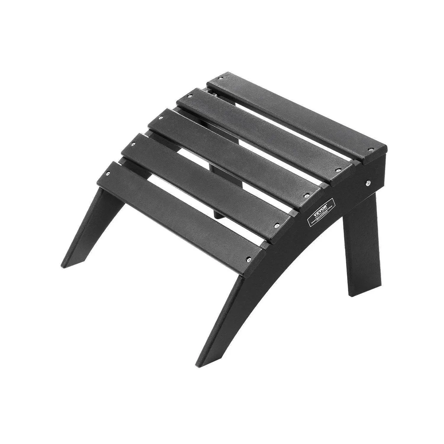 【SummerFinds】Adirondack Ottoman, 18.7L x 19.7W x 13H in HDPE Plastic Folding Outdoor Footrest, Stainless Steel Accents, for Decks & Gardens, Assembly Required, Black