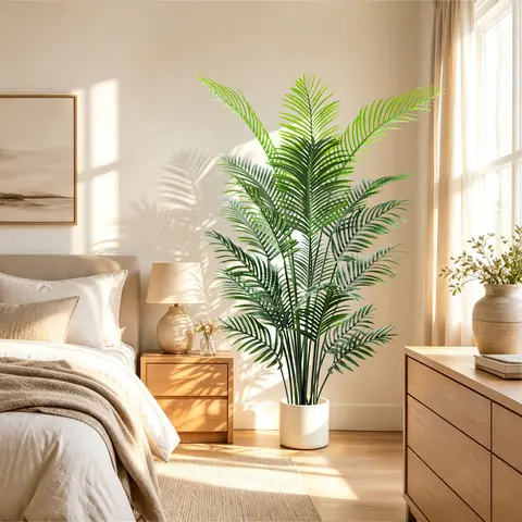 Artificial Areca Palm Plant 6Feet Fake Palm Tree with 18 Leaves - Indoor/Outdoor Modern Decor - 5.25FT 15 Leaves - Housewarming Gift Decoration Items Decorative