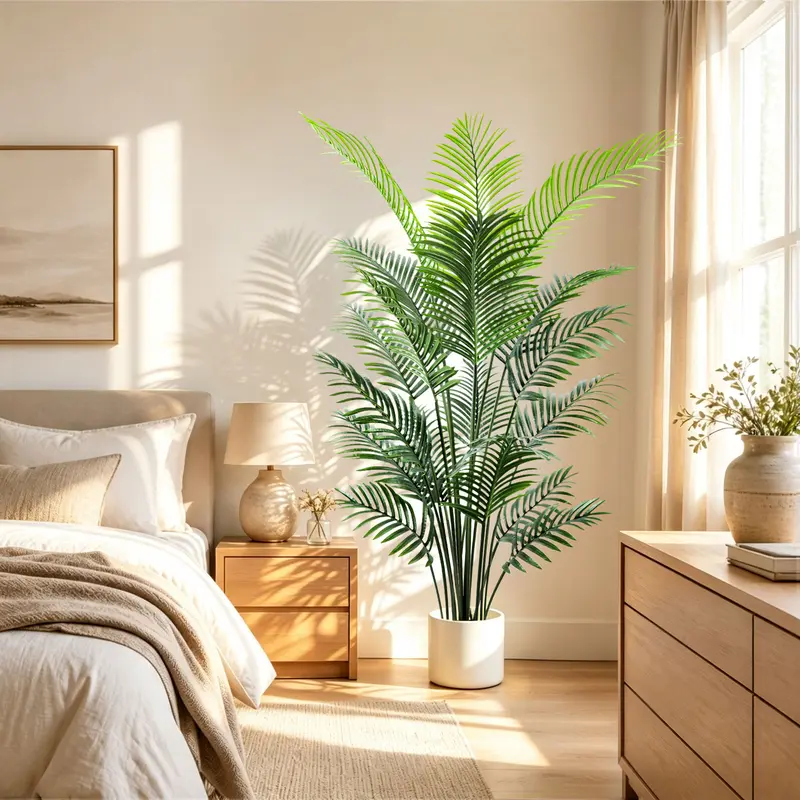 Artificial Areca Palm Plant 6Feet Fake Palm Tree with 18 Leaves - Indoor/Outdoor Modern Decor - 5.25FT 15 Leaves - Housewarming Gift Decoration Items Decorative