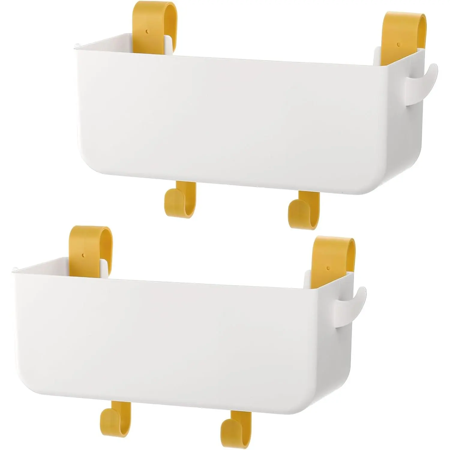 X-SBB38 2-Pack Durable Plastic Rectangle Home Organizers - Hangable Hanging Bedside Caddy with Strong Hooks for Students, Dorm, Bathroom Handrail to Organize Remote, Bottles, Office Supplies, Bunk Bed, Shelf