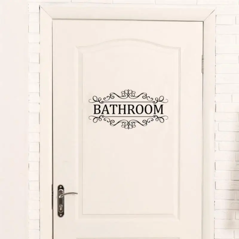 1 Piece Bathroom Door Sticker, Modern Simple Letter Pattern Wall Decals, Self Adhesive Wall Art, Home Decor