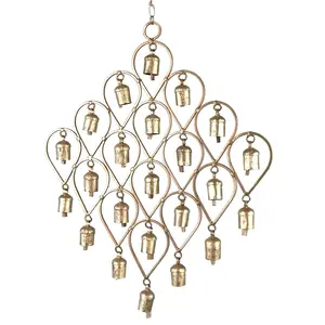Unbranded GI1125B37 25 x15.6 Inverted Drop Wind Chime, Metal Garden, Bronze Decorative Outdoor Hanging Mobile with Bells