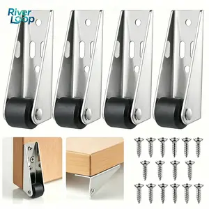 Vertical Track Roller Wheel Sliding Door Bottom Guide 2.91×2.68×0.83 Inch 1.23 Oz Nylon Wheel Aluminum Bracket Anti-Swing Door Stop For Barn Door Cabinet Wardrobe Smooth Quiet Sliding Replacement Part