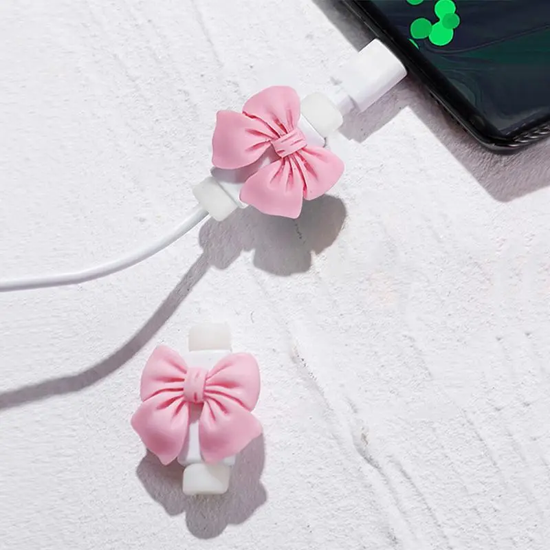 Cartoon Bowknot Design Data Cable Protector, Cute Data Cable Protective Case, Anti-breaking Charger Cable Cover For iPhone