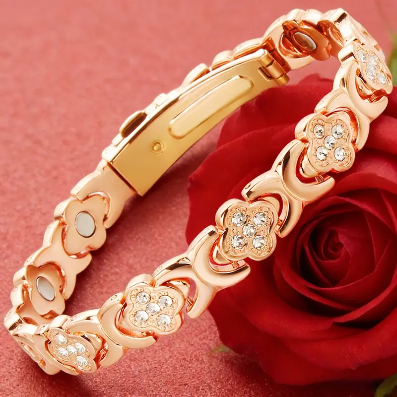 Women's Pure Copper Magnetic Bracelet — Equipped with 3800 Gauss Powerful Magnets, Rose Gold & Silver Finish, A Must-Have for Trendy Jewelry Accessories