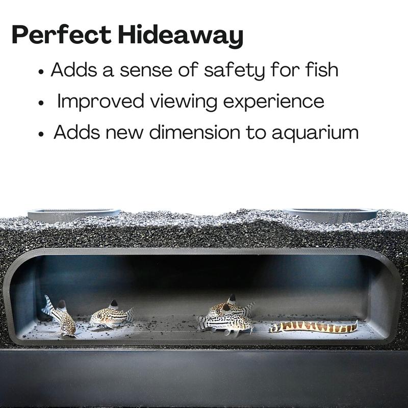 Aquarium Underground Tunnel Cave | Viewing Fish & Shrimp Under Gravel Tunnel | Fish Tank Decor Decoration Hideout Perfect for Corydora Catfish, Kuhli Loach, Clown Loach, Pleco