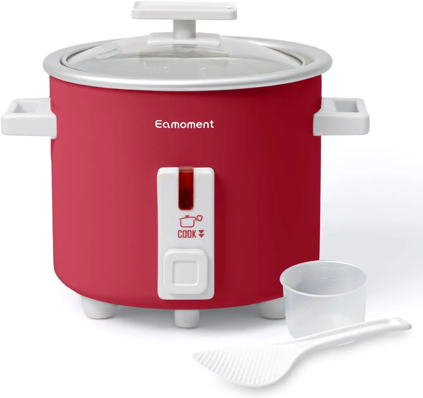Small Rice Cooker White 1.5 Quart Mini Non-Stick Coated Insert Food Steamer and Dishwasher-Safe Glass Lid and Pot Rice Cooking Ricecooker