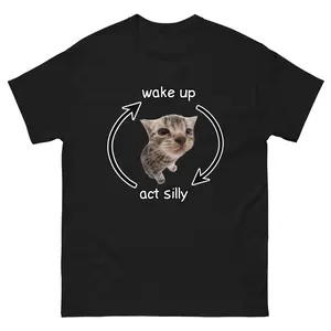 Wake up act silly t-shirt Cotton Fabric Cotton Fabric Menswear Oversized